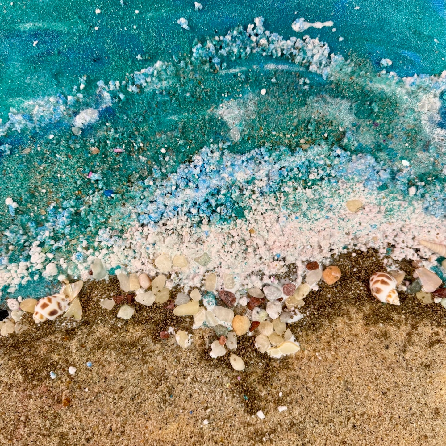 3D Textured Beach Canvas: Sand, Shells, Ocean Breeze (Ages 6+)